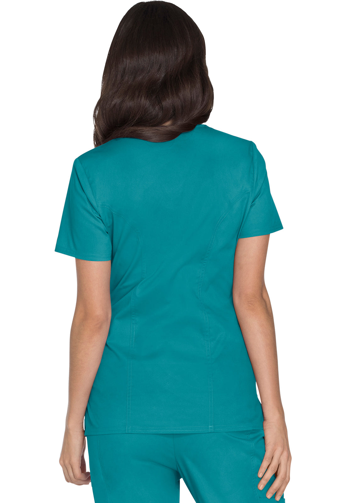 Cherokee WWE4728 Mock Wrap Top - Teal Blue (back)