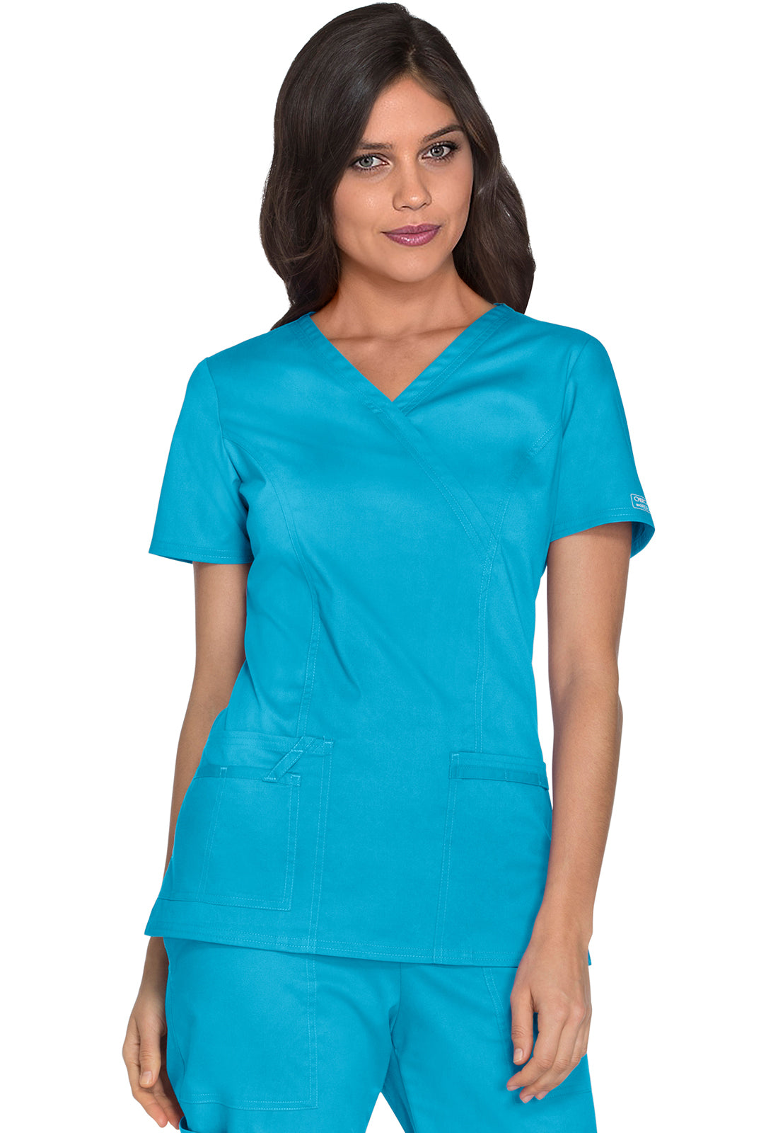 Cherokee WWE4728 Mock Wrap Top - Turquoise (front)