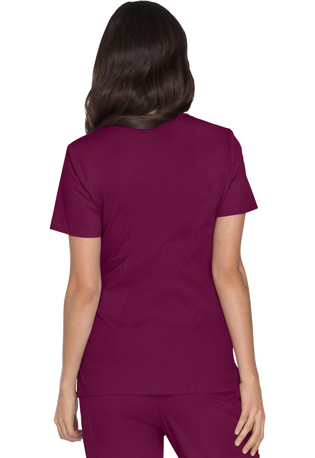 Cherokee WWE4728 Mock Wrap Top - Wine (back)
