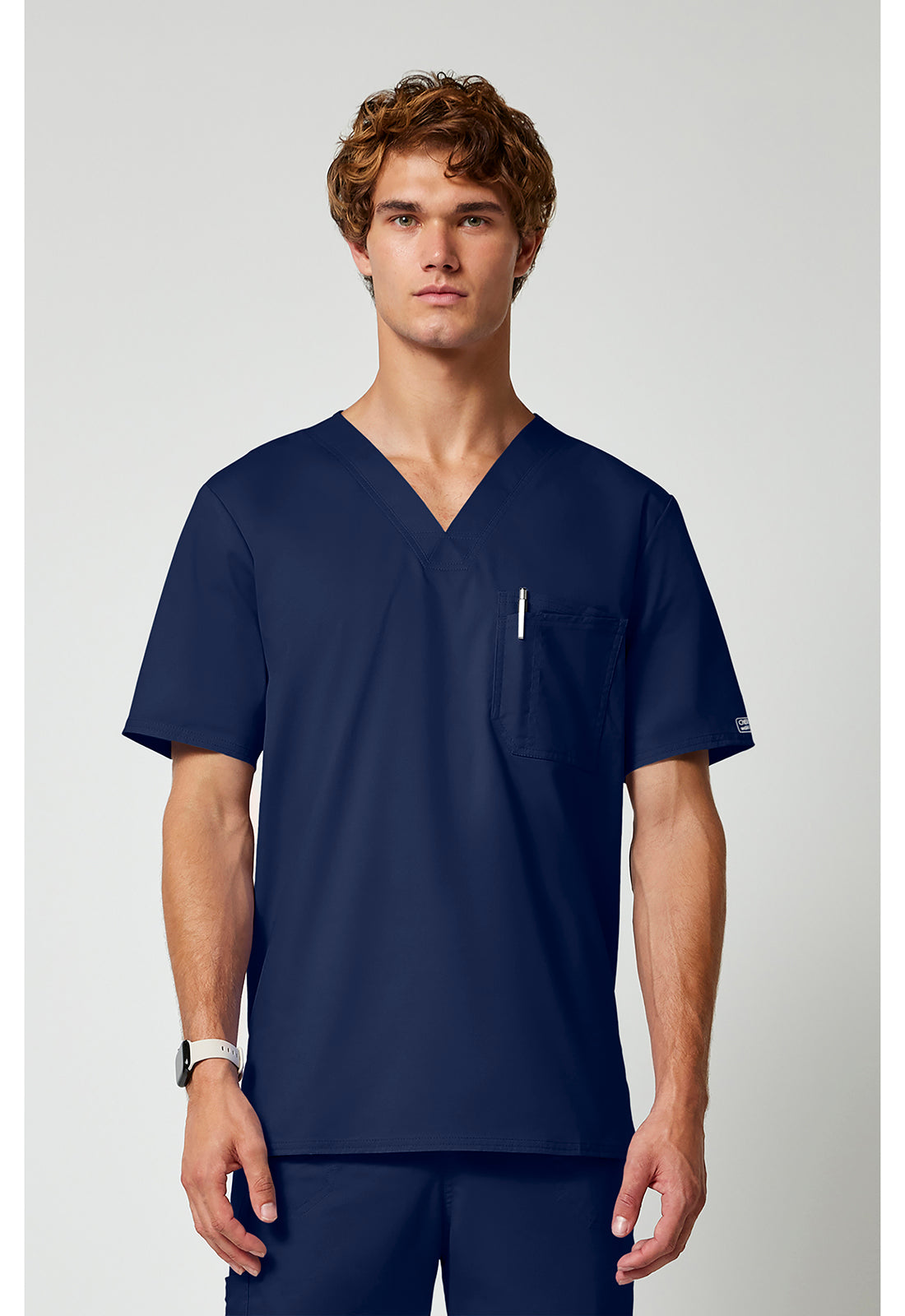 Cherokee WWE4743 Men's Tuckable V-Neck Top - Navy (front)