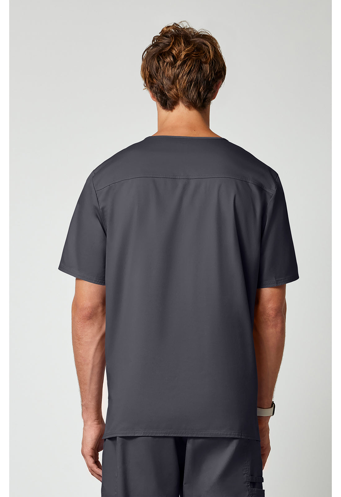 Cherokee WWE4743 Men's Tuckable V-Neck Top - Pewter (back)