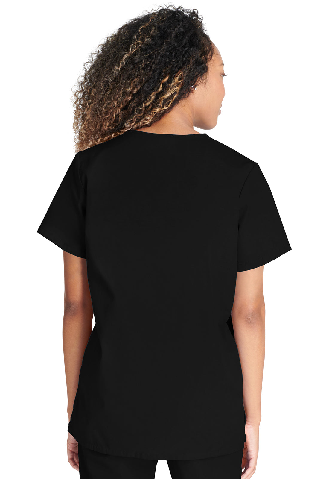 Cherokee WWE4770 Snap Front V-Neck Top - Black (back)