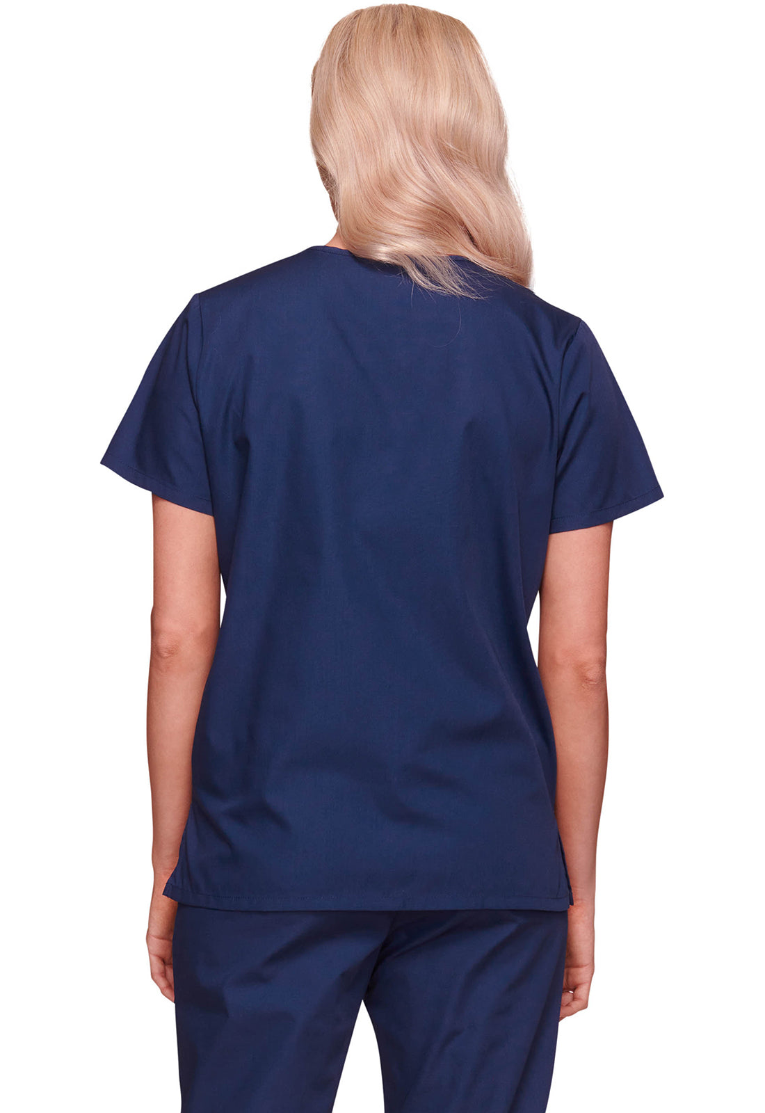 Cherokee WWE4770 Snap Front V-Neck Top - Navy (back)