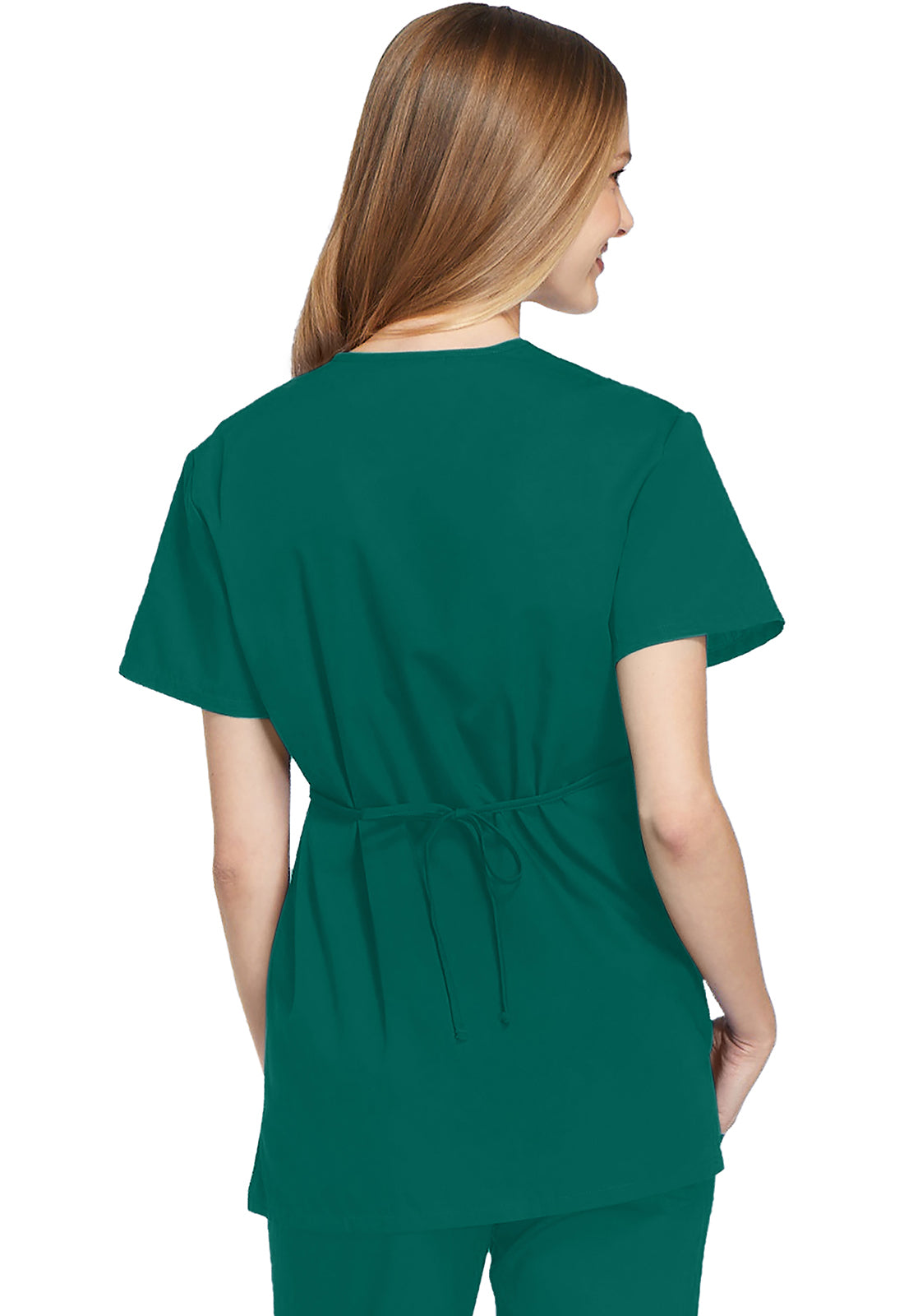 Cherokee WWE4801 Mock Wrap Tunic - Hunter Green (back)