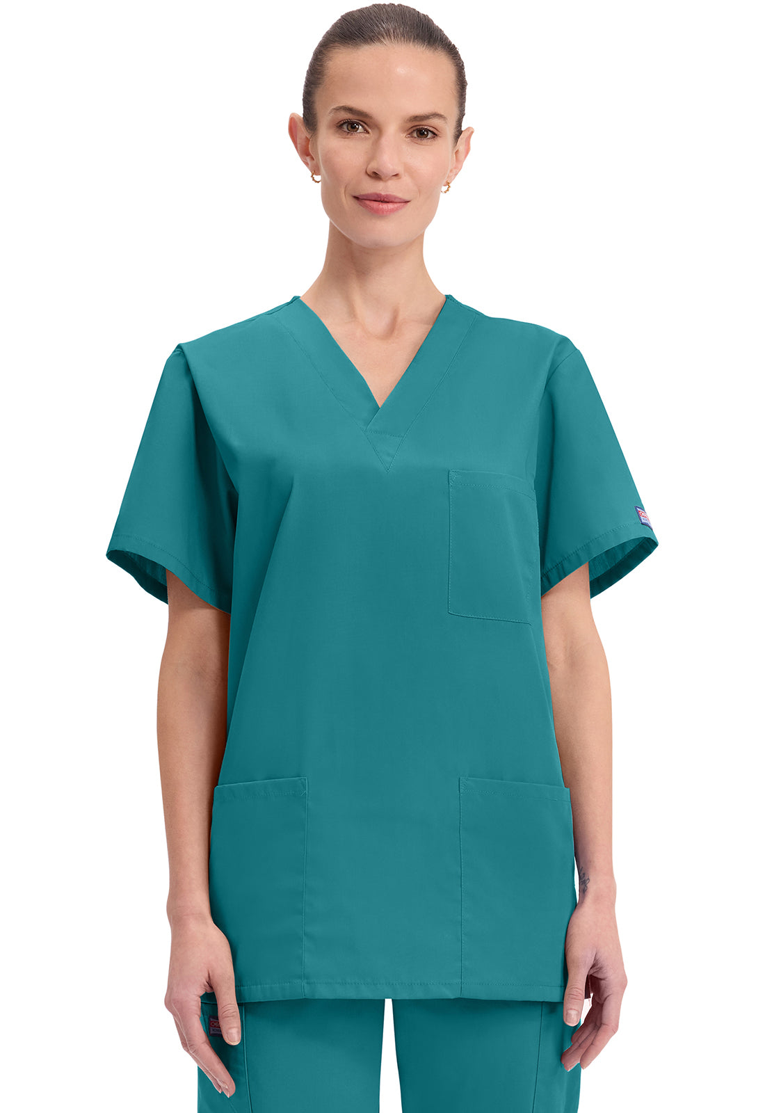 Cherokee WWE4876 Unisex V-Neck Top - Teal Blue (front)