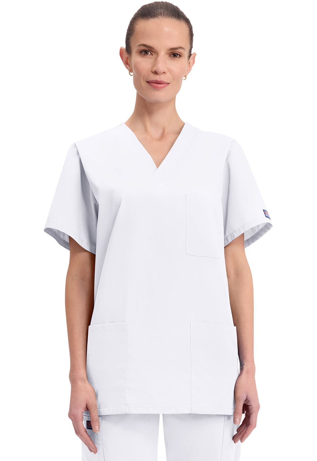 Cherokee WWE4876 Unisex V-Neck Top - White (front)