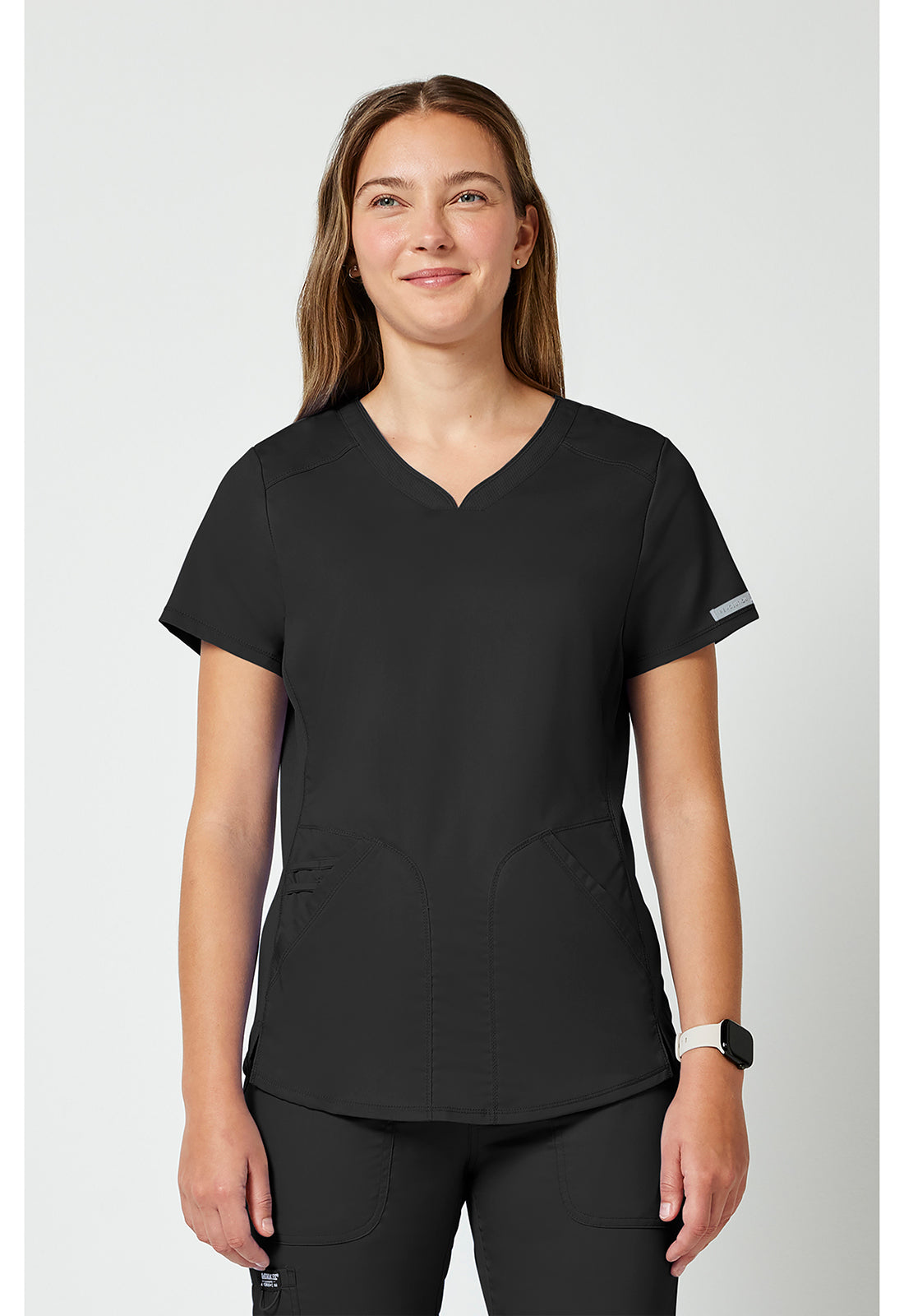 Cherokee WWE601 V-Neck Top - Black (front)