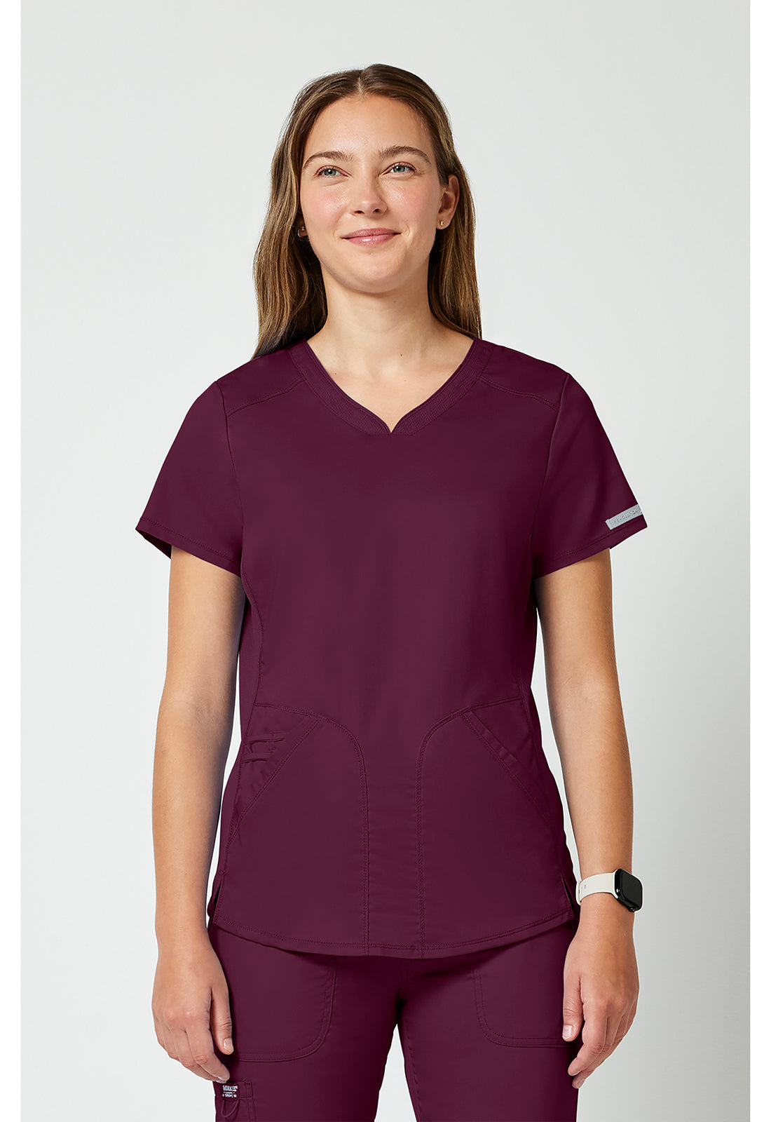 Cherokee WWE601 V-Neck Top - Wine (front)