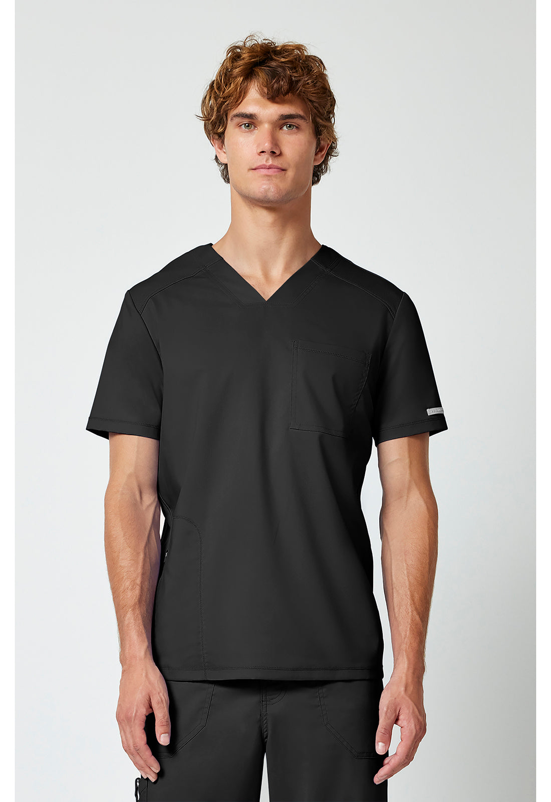 Cherokee WWE603 Men's V-Neck Top - Black (front)