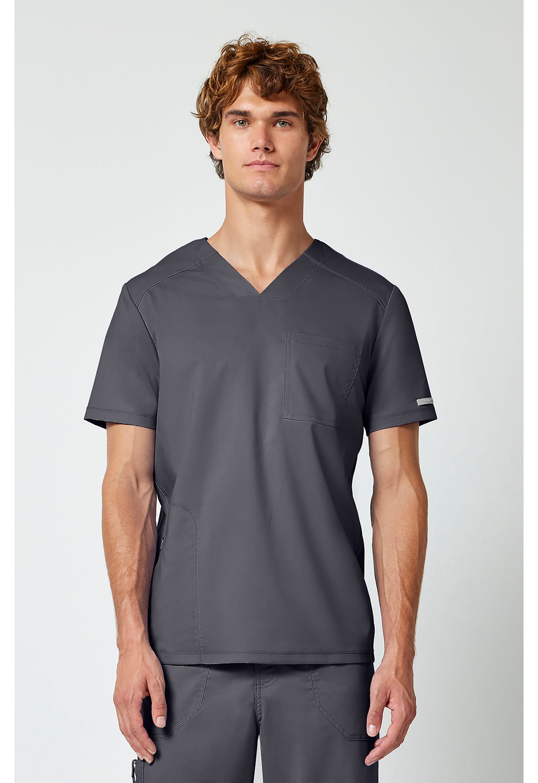 Cherokee WWE603 Men's V-Neck Top - Pewter (front)
