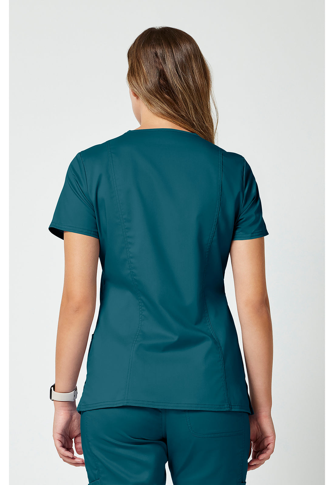Cherokee WWE610 Mock Wrap Top - Caribbean Blue (back)