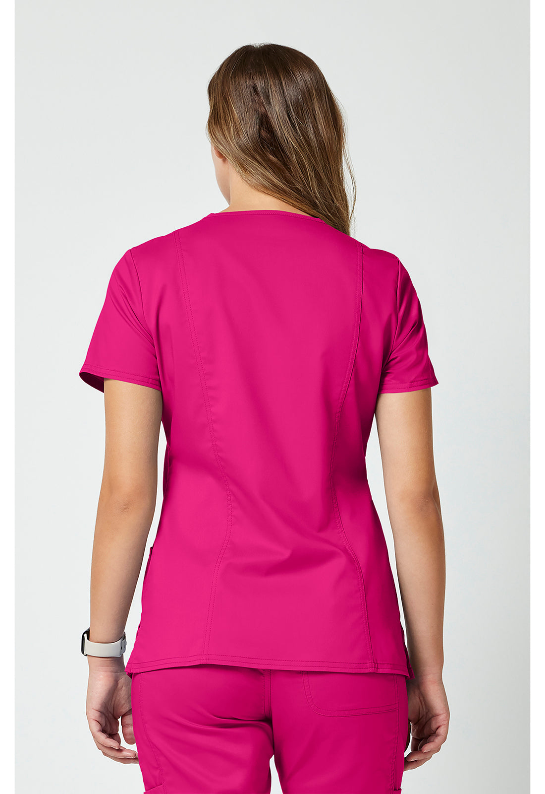 Cherokee WWE610 Mock Wrap Top - Electric Pink (back)