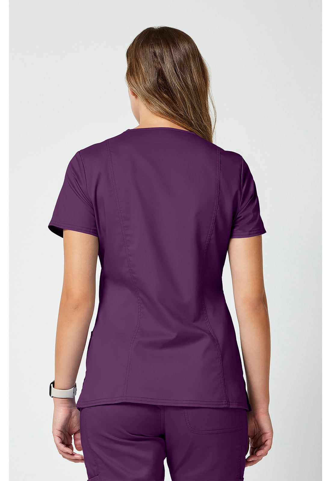 Cherokee WWE610 Mock Wrap Top - Eggplant (back)