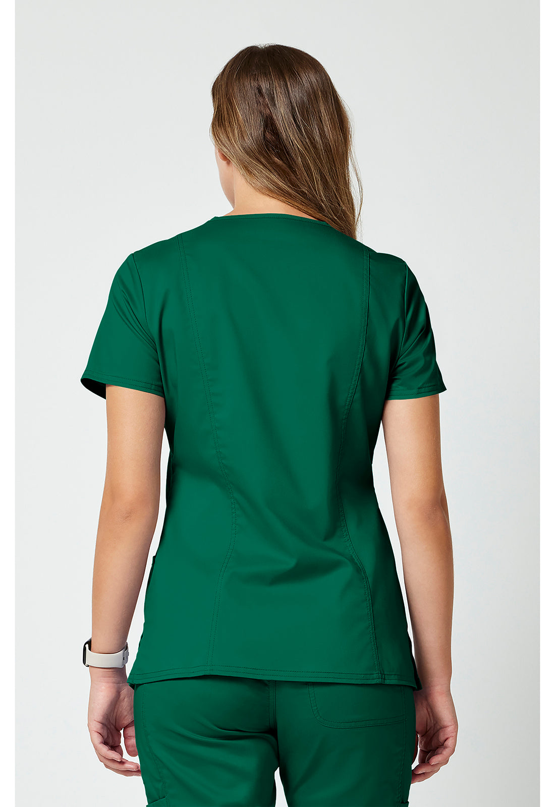 Cherokee WWE610 Mock Wrap Top - Hunter Green (back)