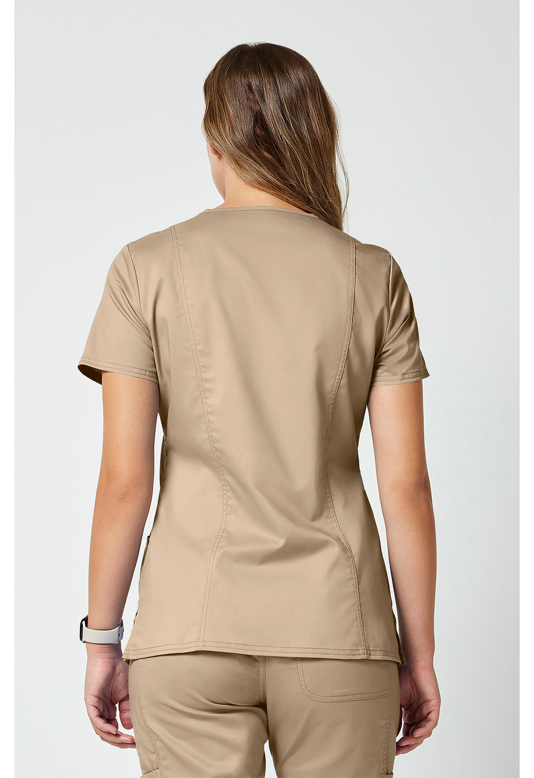 Cherokee WWE610 Mock Wrap Top - Khaki (back)