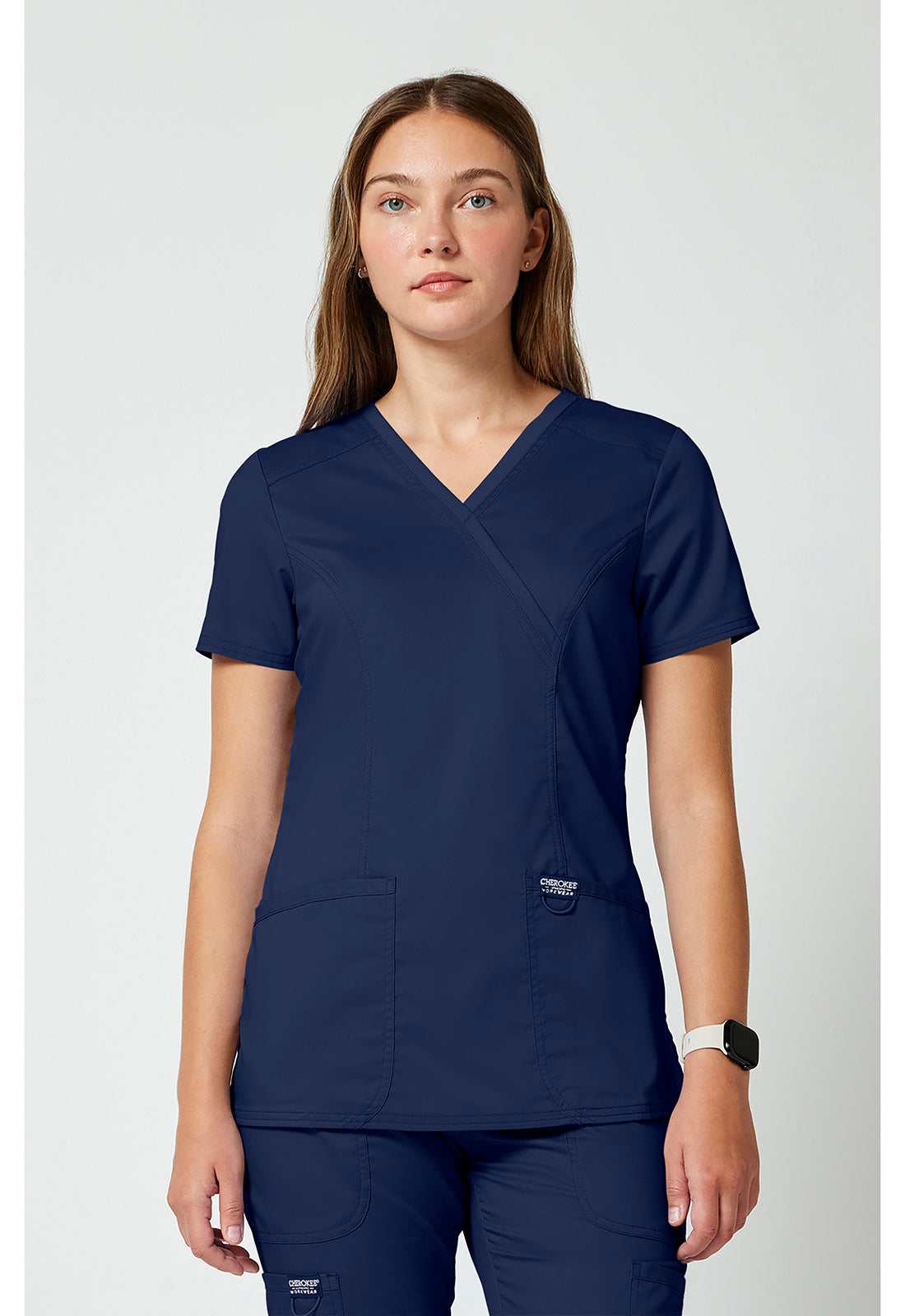 Cherokee WWE610 Mock Wrap Top - Navy (front)
