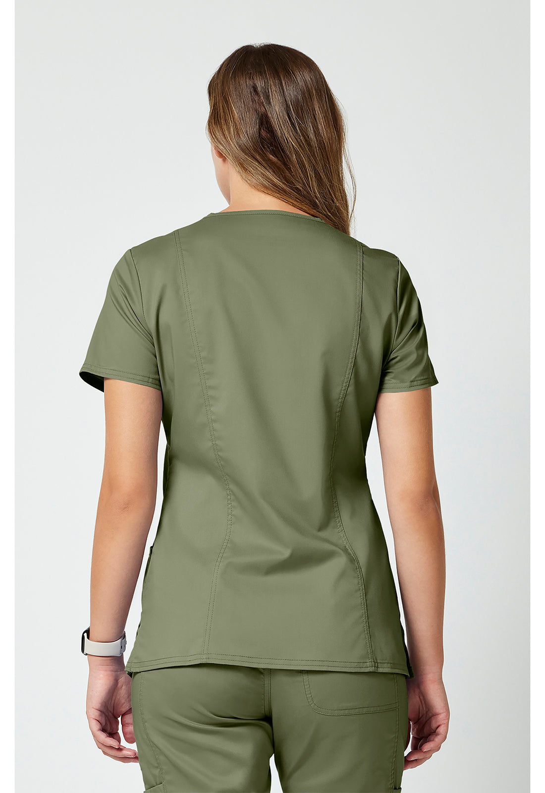 Cherokee WWE610 Mock Wrap Top - Olive (back)