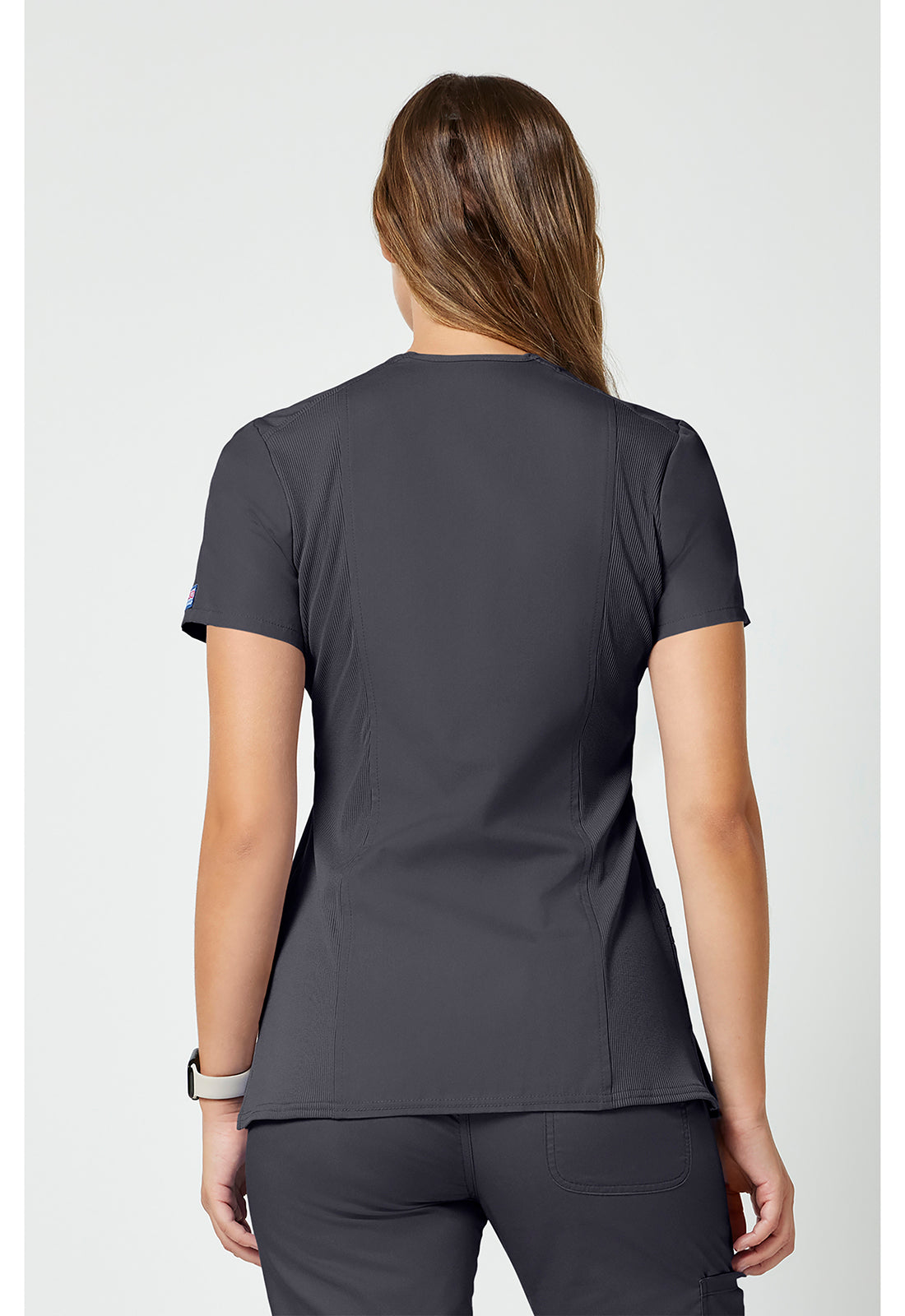 Cherokee WWE650 Mock Wrap Top - Pewter (back)