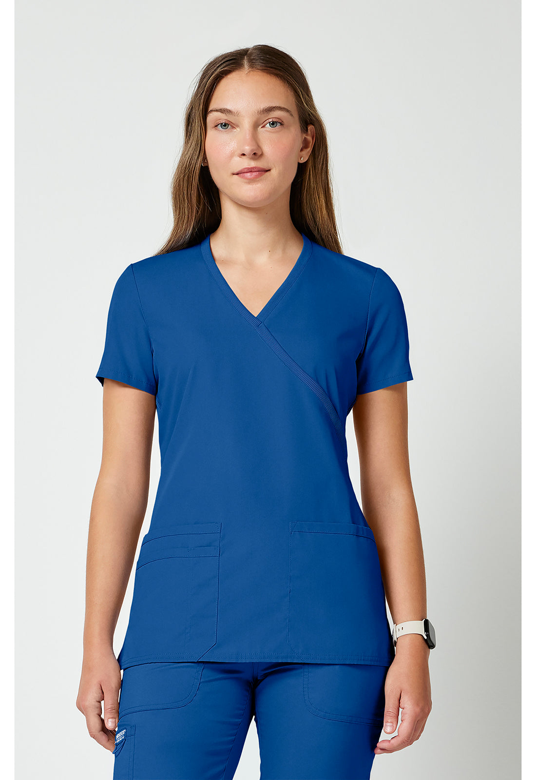 Cherokee WWE650 Mock Wrap Top - Royal (front)
