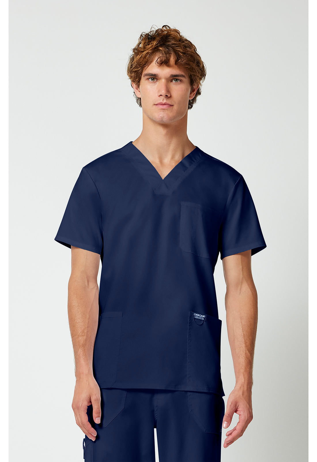 Cherokee WWE670 Men's V-Neck Top - Navy (front)