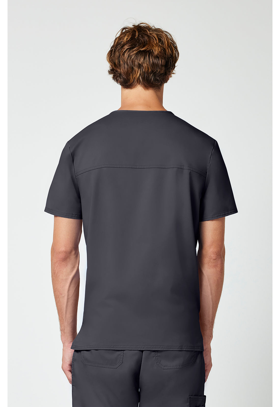 Cherokee WWE670 Men's V-Neck Top - Pewter (back)
