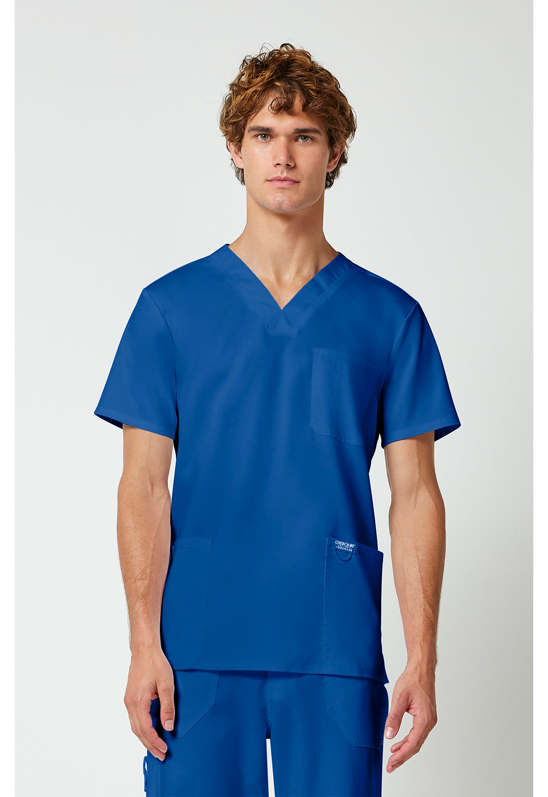 Cherokee WWE670 Men's V-Neck Top - Royal (front)
