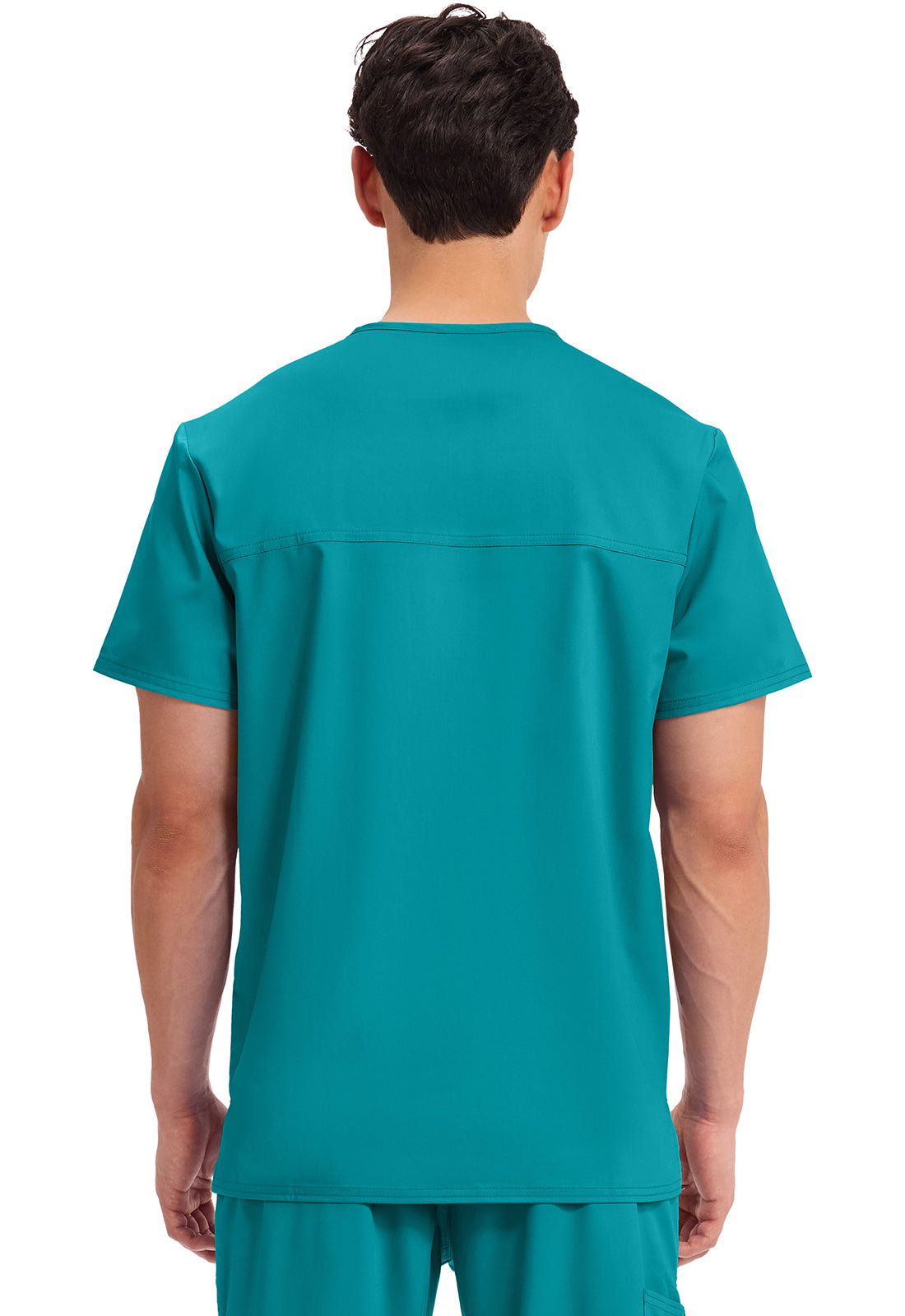 Cherokee WWE670 Men's V-Neck Top - Teal Blue (back)