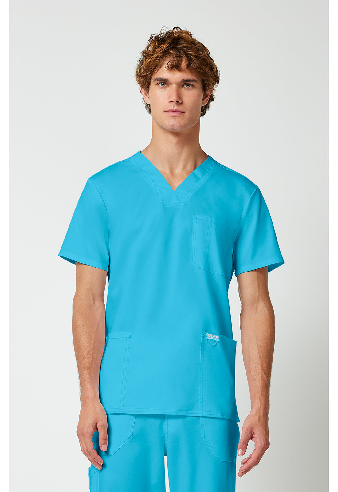 Cherokee WWE670 Men's V-Neck Top - Turquoise (front)