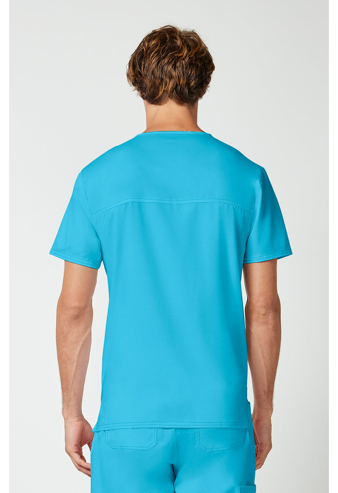 Cherokee WWE670 Men's V-Neck Top - Turquoise (back)