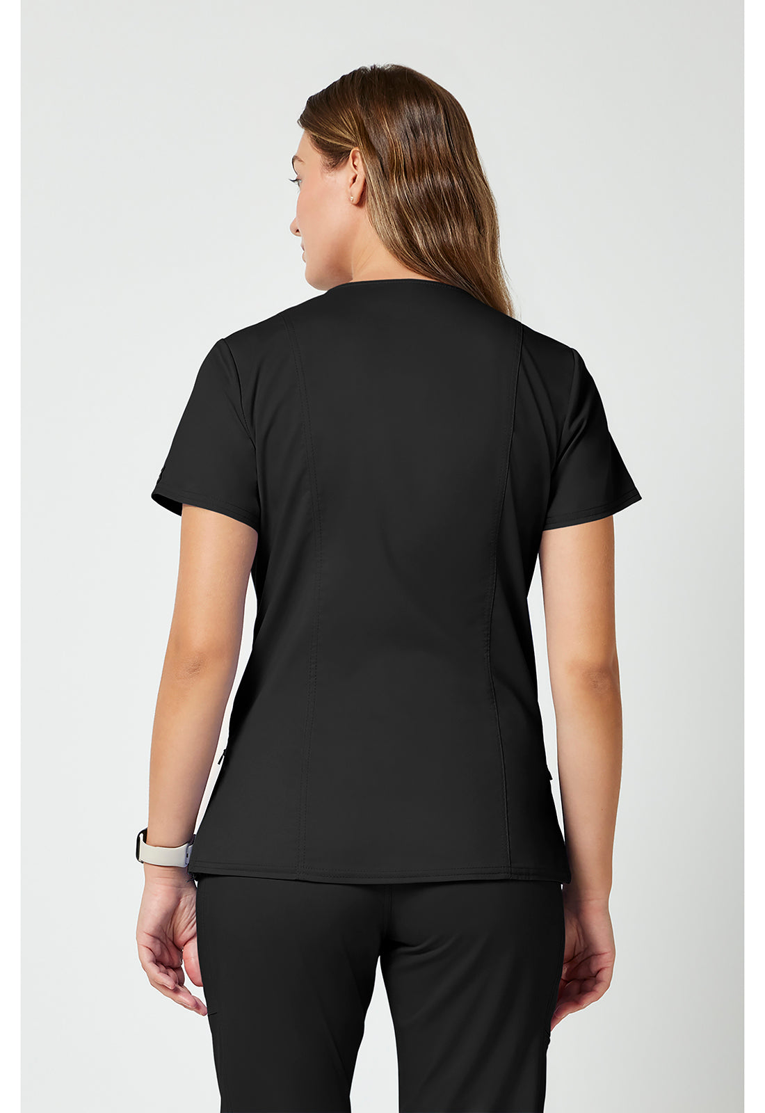 Cherokee WWE688 Maternity Mock Wrap Top - Black (back)