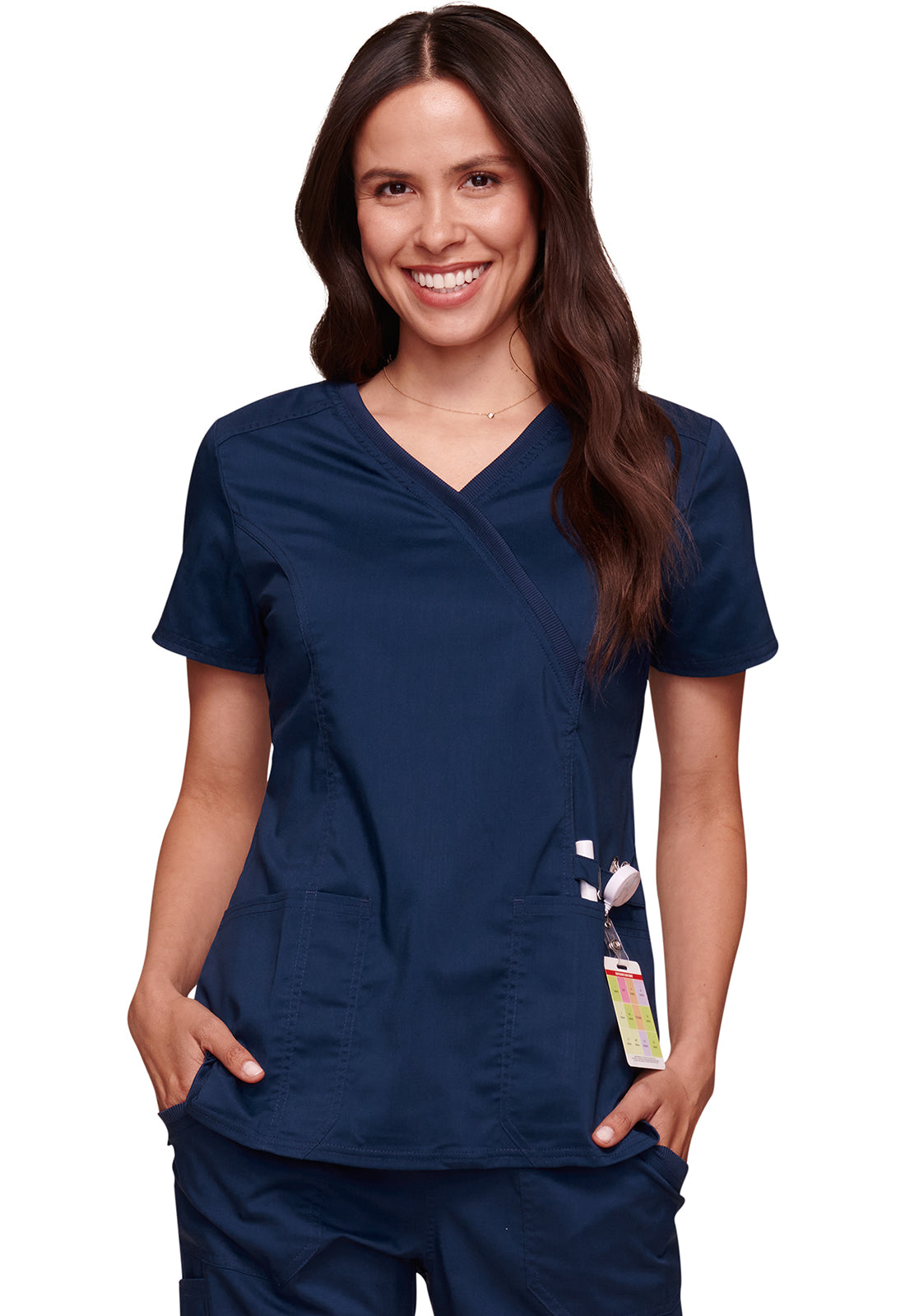 Cherokee WWE775AB Mock Wrap Top - Navy (front)