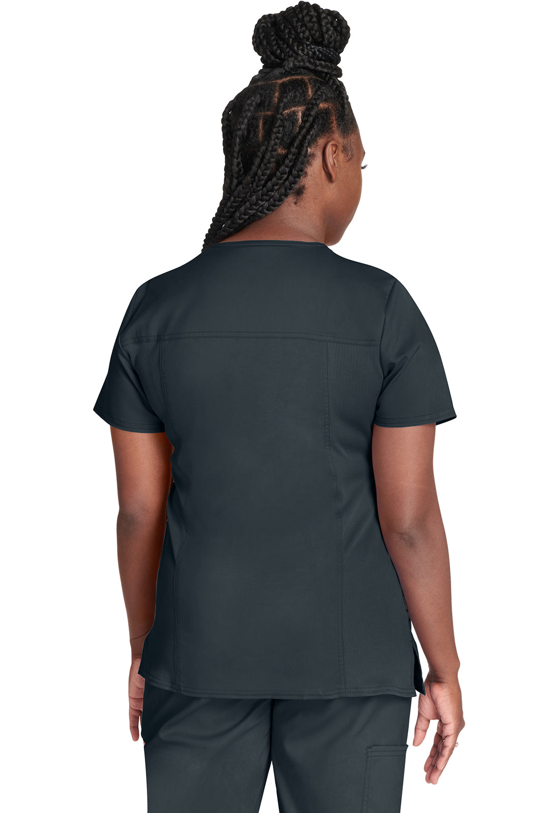 Cherokee WWE775AB Mock Wrap Top - Pewter (back)