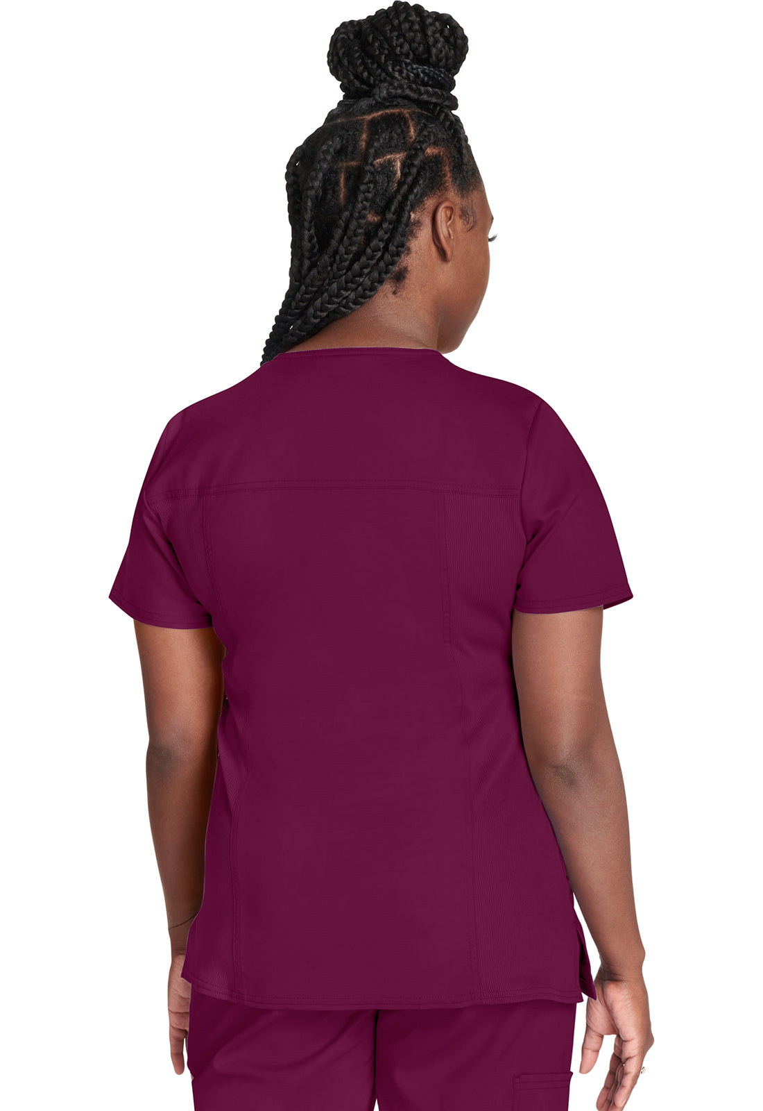 Cherokee WWE775AB Mock Wrap Top - Wine (back)