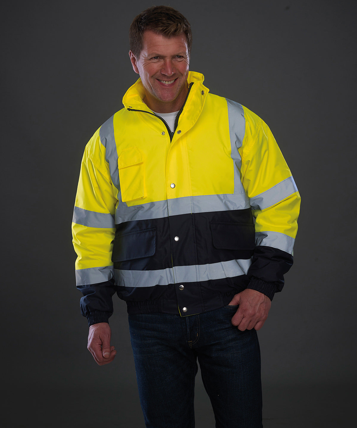 Yoko Hi-vis two-tone bomber jacket, lifestyle photo
