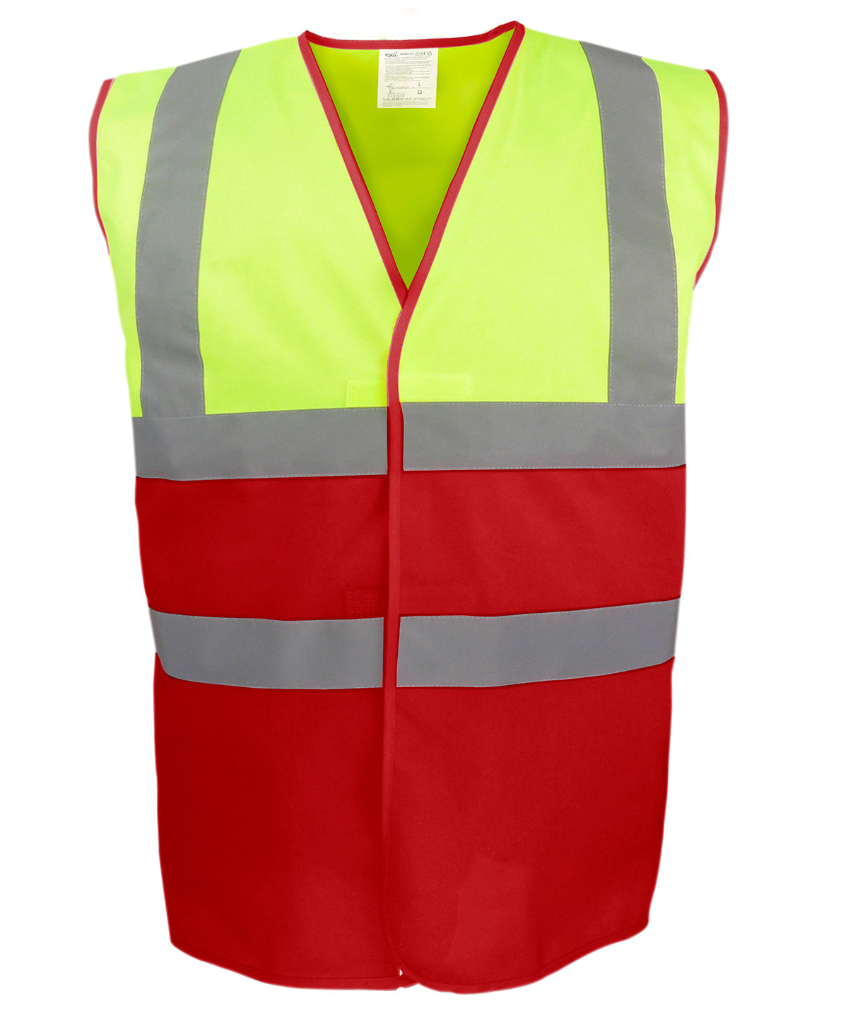 Yoko Hi-vis two-tone waistcoat in Hi-vis Yellow/Red, front view