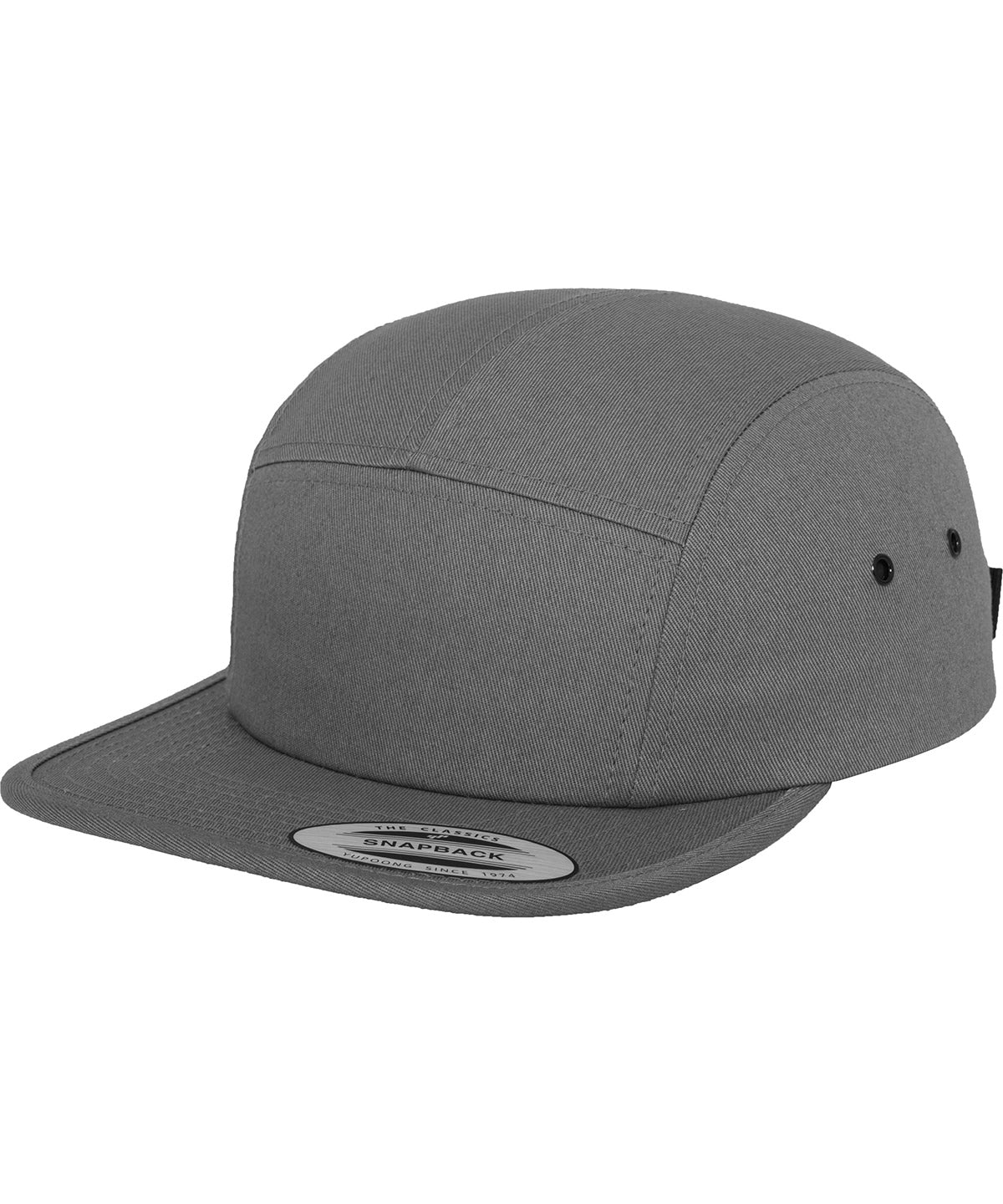 Flexfit by Yupoong Classic 5-panel jockey cap in Dark Grey, front view