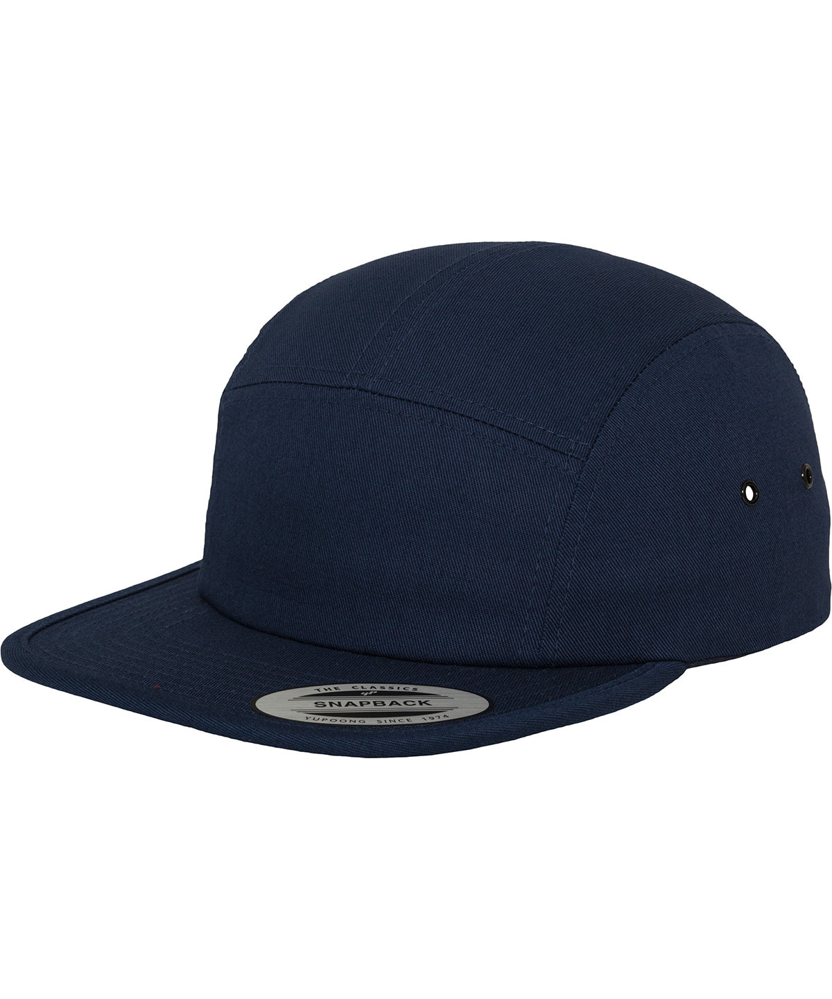 Flexfit by Yupoong Classic 5-panel jockey cap in Navy, front view