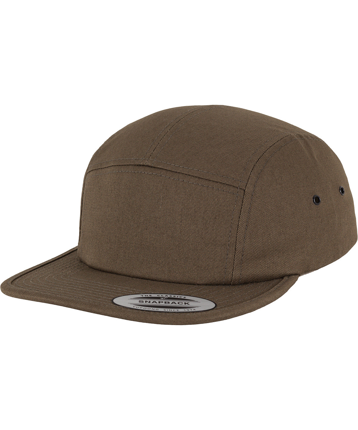 Flexfit by Yupoong Classic 5-panel jockey cap in Olive, front view