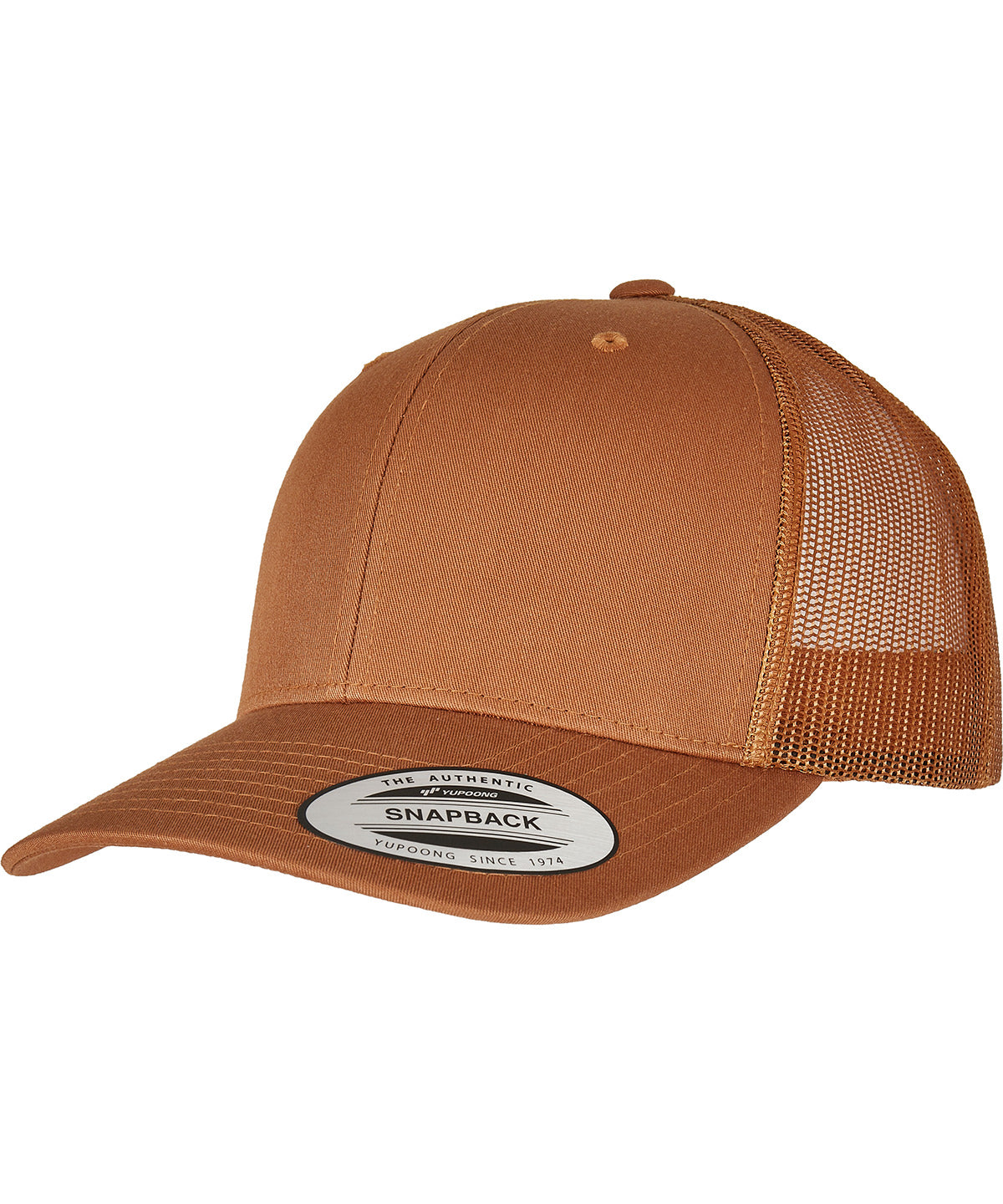 Flexfit by Yupoong Retro trucker cap in Caramel, front view