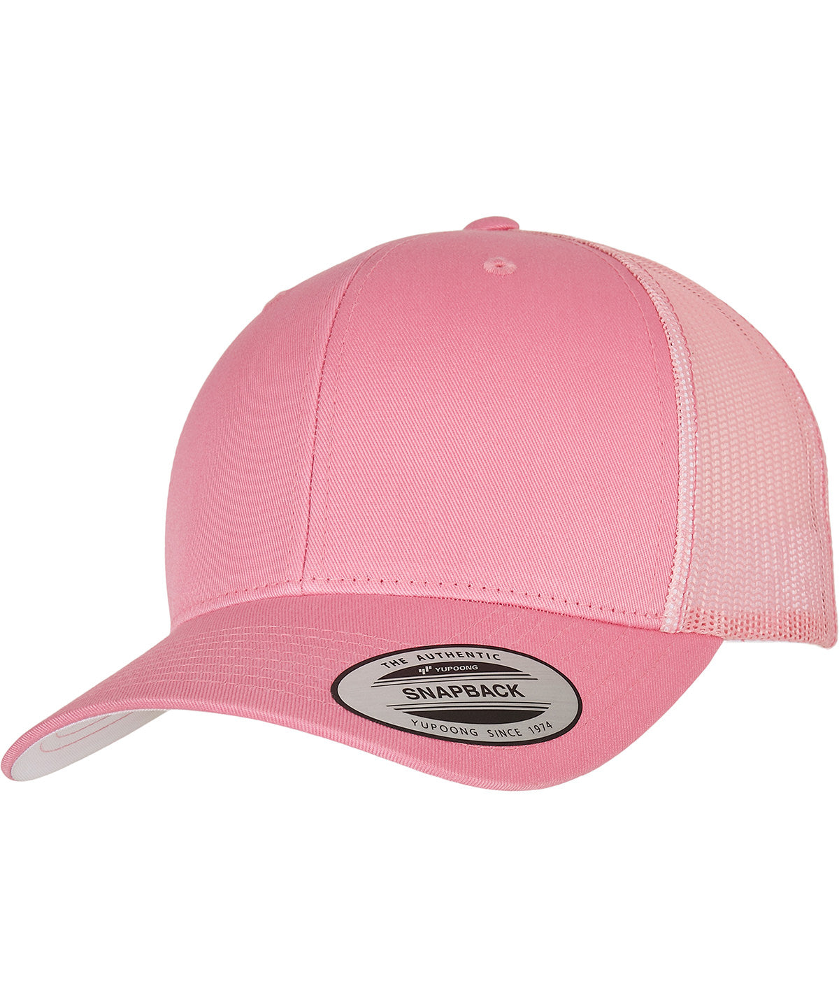 Flexfit by Yupoong Retro trucker cap in Pink, front view