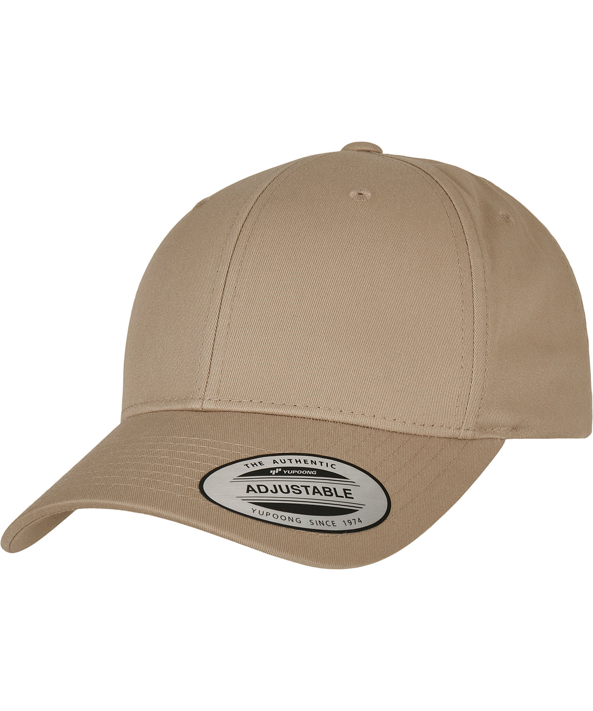 Flexfit by Yupoong Curved classic snapback (7706) in Khaki, front view