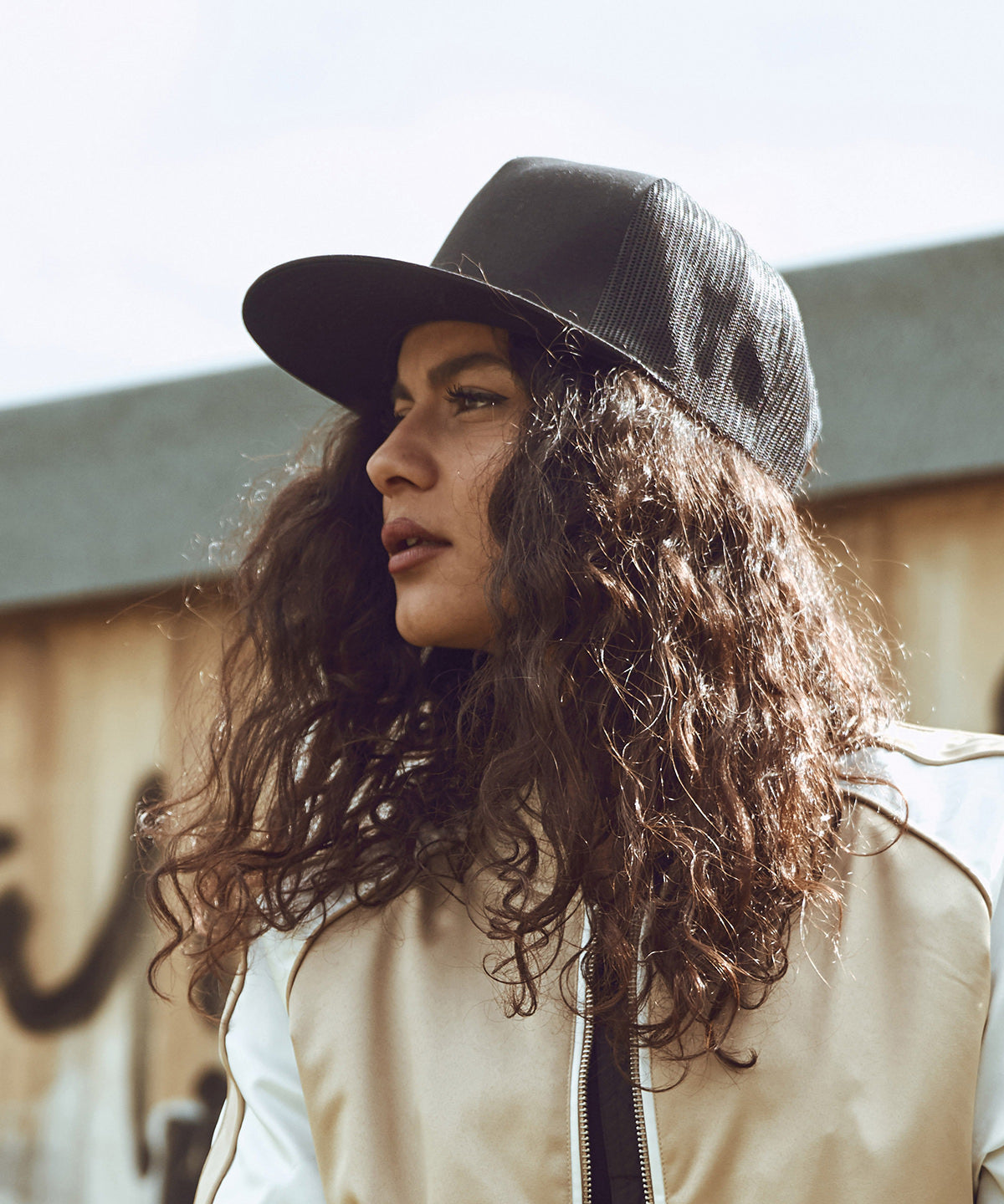 Flexfit by Yupoong 5-Panel retro trucker cap, lifestyle photo