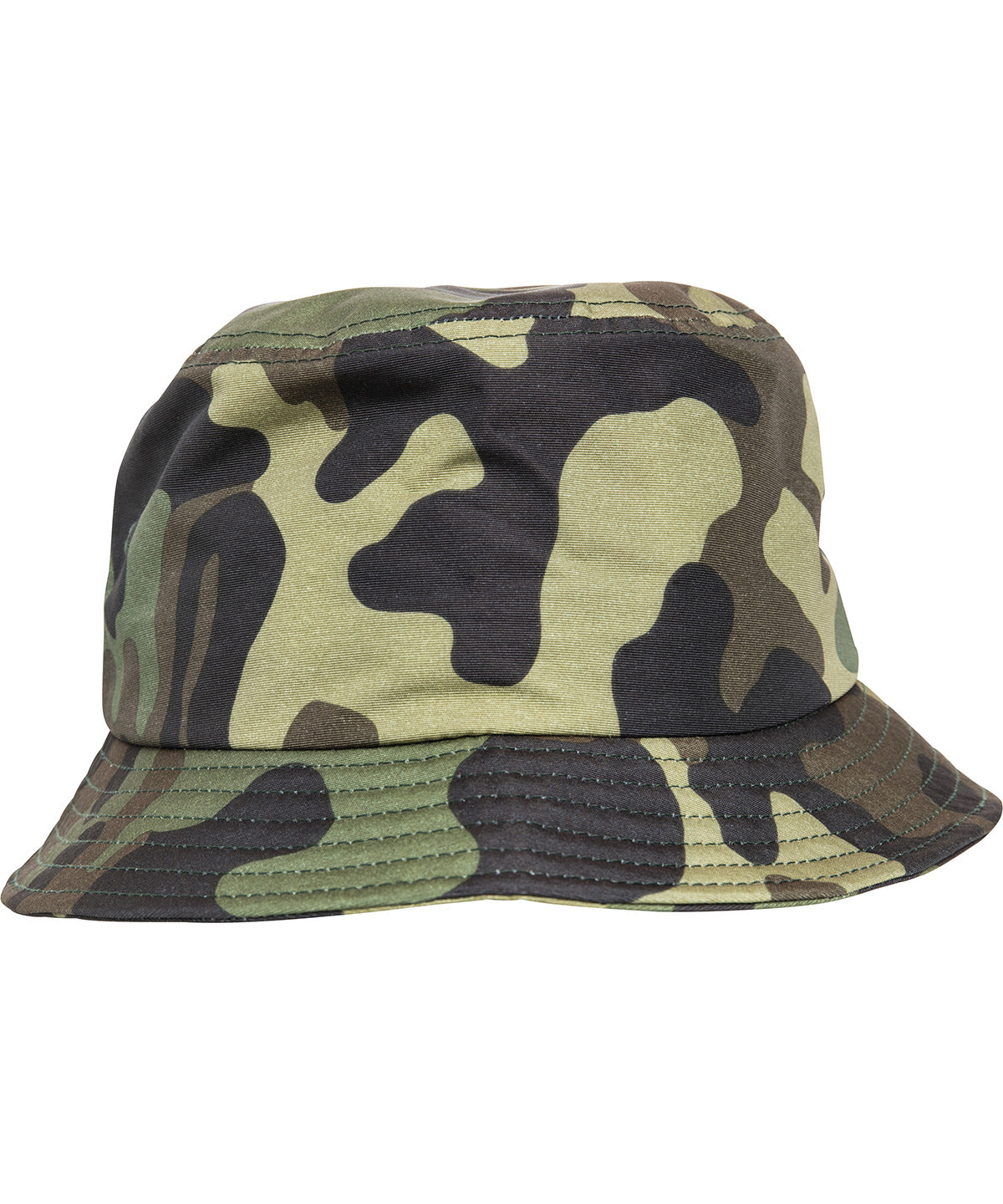 Flexfit by Yupoong Camo bucket hat in Green Camo, lifestyle photo