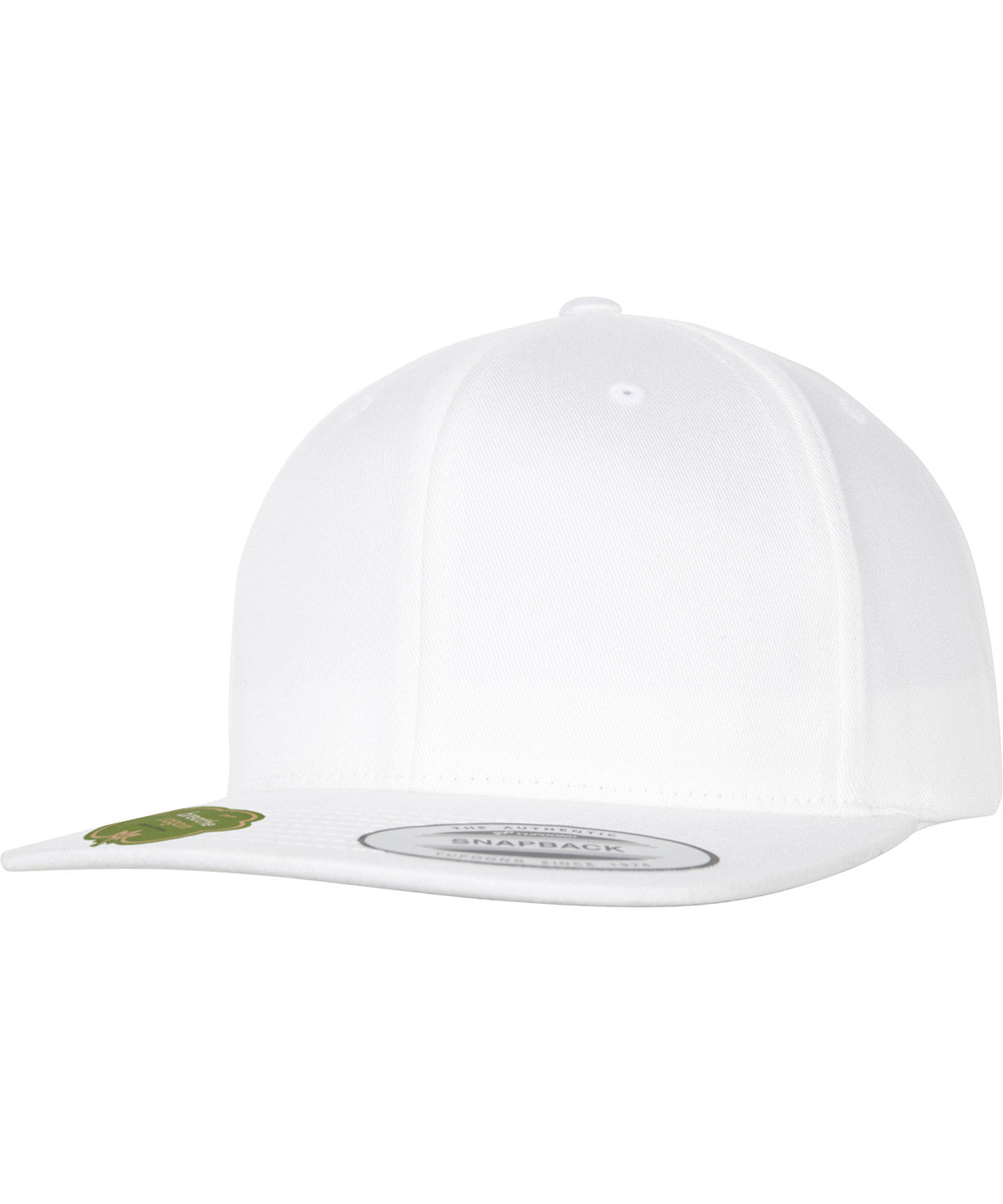 Flexfit by Yupoong Organic cotton snapback in White, front view