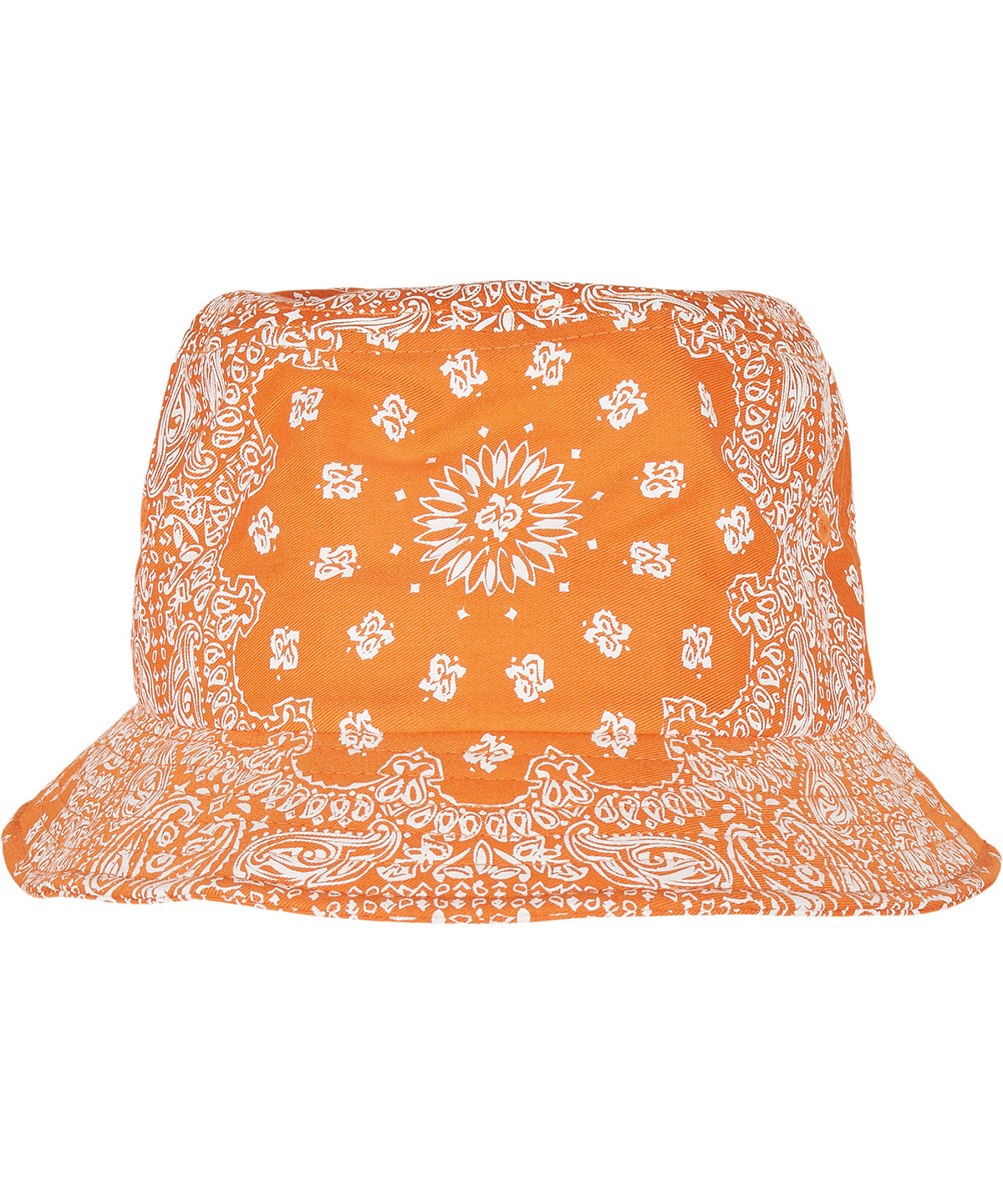 Flexfit by Yupoong Bandana print bucket hat in Orange, front view