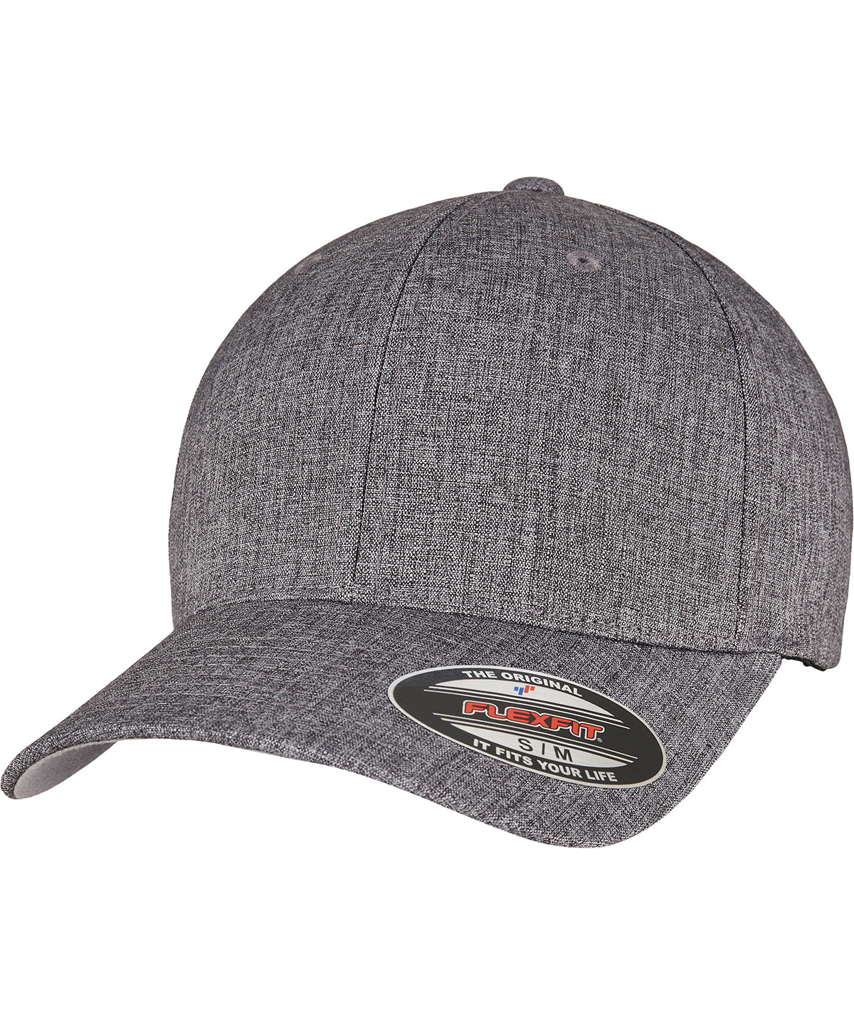 Flexfit by Yupoong Flexfit heatherlight cap in Melange Dark Grey, front view