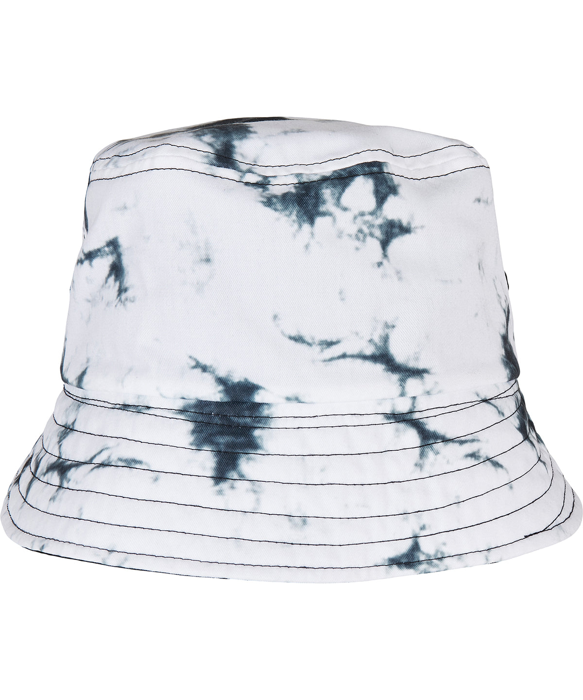 Flexfit by Yupoong Batik dye reversible bucket hat in Black/White, lifestyle photo