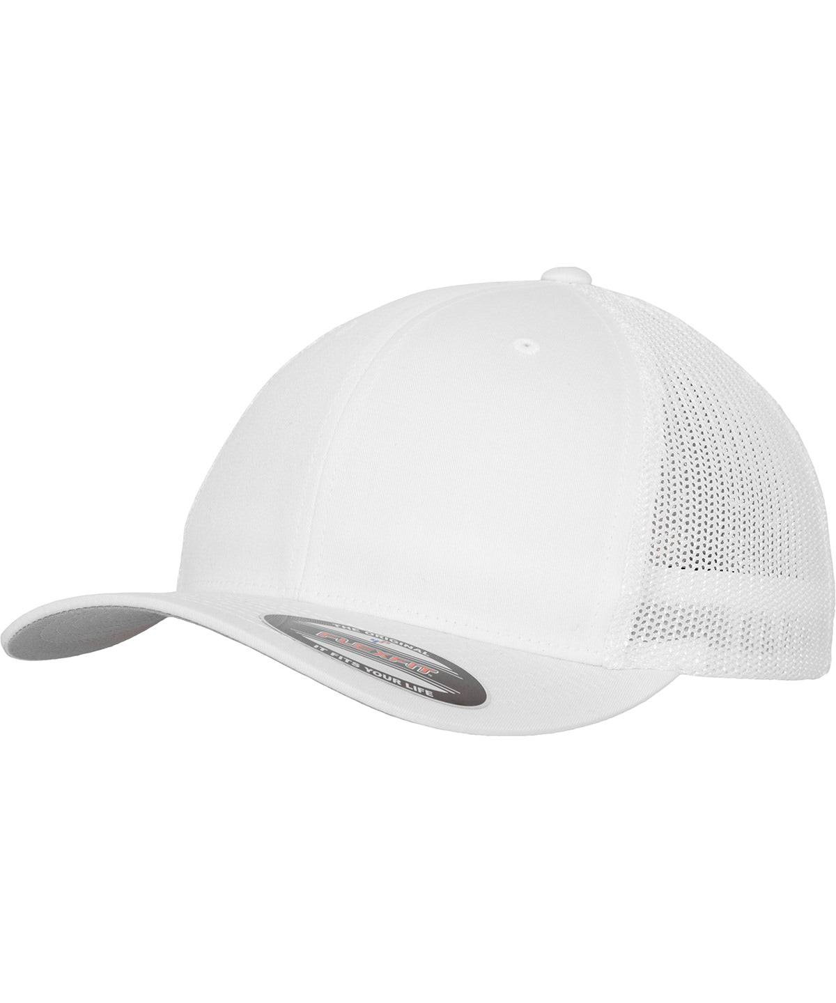 Flexfit by Yupoong Flexfit mesh trucker in White, front view