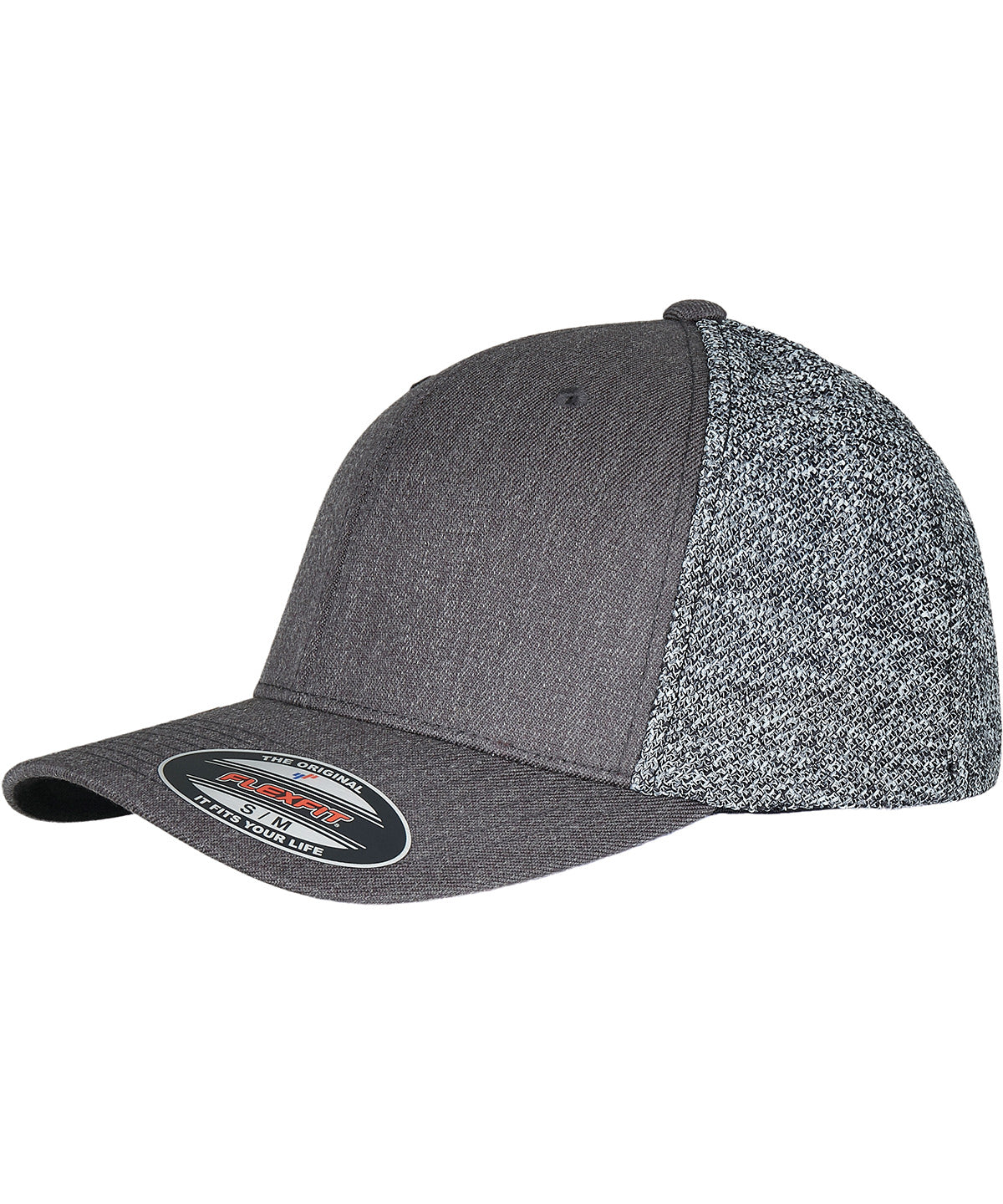 Flexfit by Yupoong Flexfit trucker melange mesh in Black/Grey Melange, front view