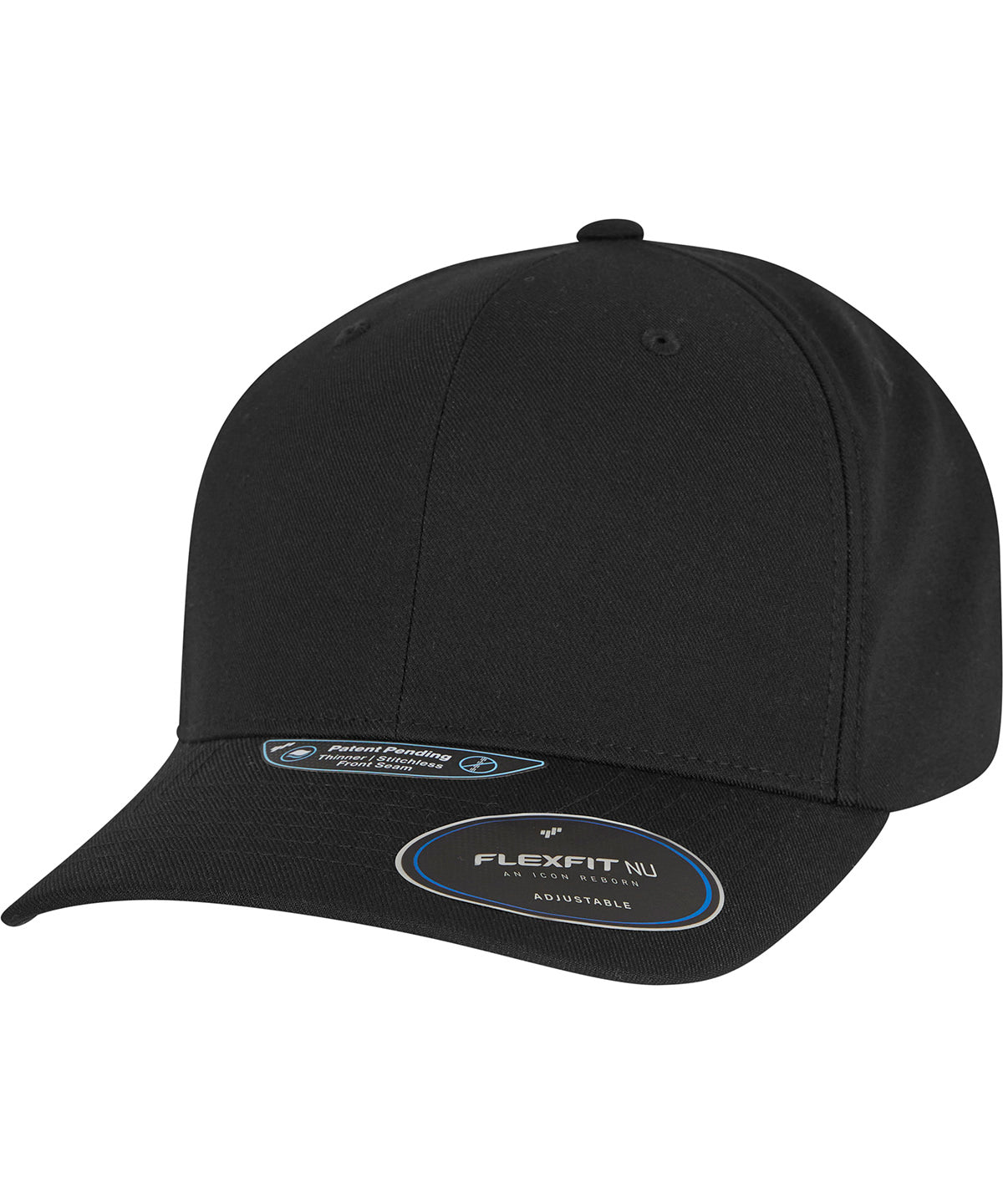 Flexfit by Yupoong Flexfit NU adjustable snapback in Black, front view